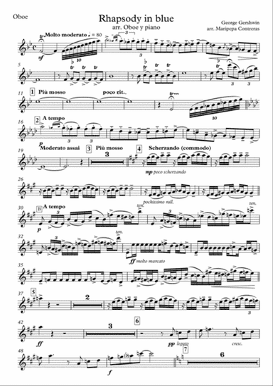 Rhapsody in blue for oboe and piano (oboe part)