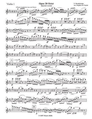 Mendelssohn Octet arr. for String Quartet op. 20 in Eb