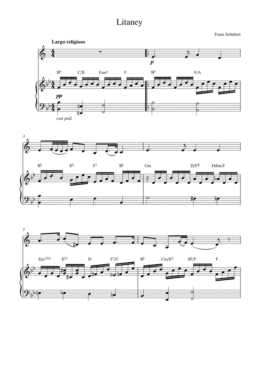 Litaney, D.343 (for trumpet in B flat solo and piano accompaniment)