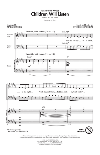 Children Will Listen (from Into The Woods) (arr. Mark Brymer)