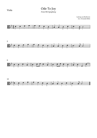 Ode To Joy (from Beethoven's 9th Symphony) for Viola Solo