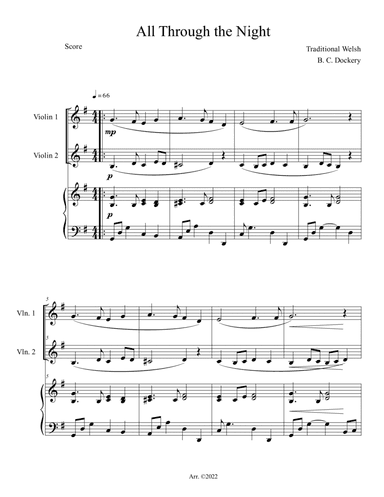 All Through the Night (Violin Duet with Piano Accompaniment)