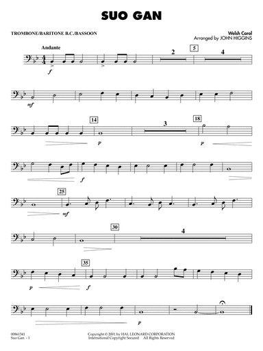 Suo Gân (arr. John Higgins) - Trombone/Baritone B.C./Bassoon
