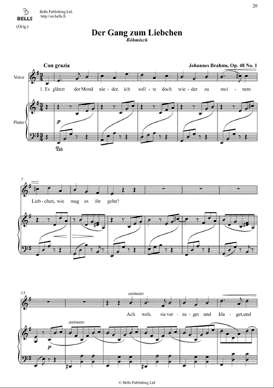 Der Gang zum Liebchen, Op. 48 No. 1 (Original key. E minor)