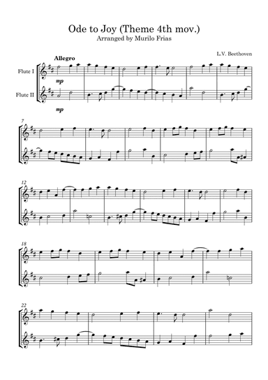 Ode to Joy - Flute Duet