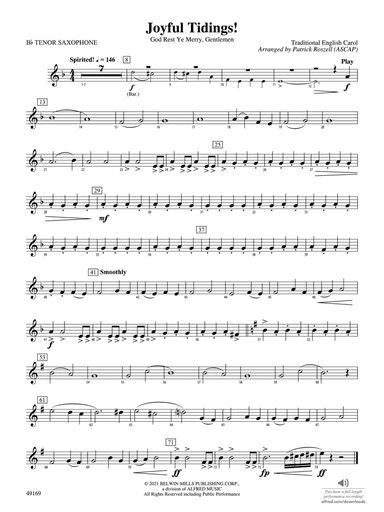 Joyful Tidings!: B-flat Tenor Saxophone