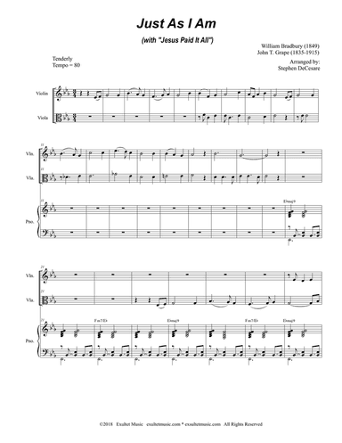 Just As I Am (with "Jesus Paid It All") (Duet for Violin & Viola)