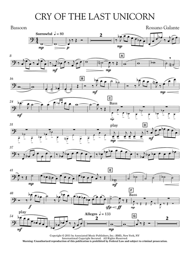 Cry Of The Last Unicorn - Bassoon