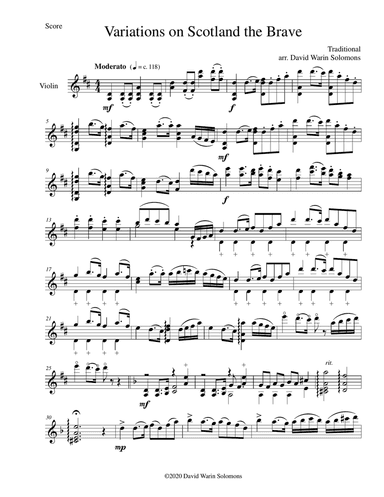 Variations on Scotland the Brave for violin solo