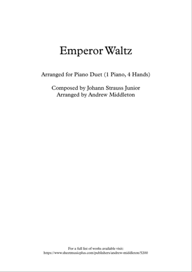 Emperor Waltz arranged for Piano Duet