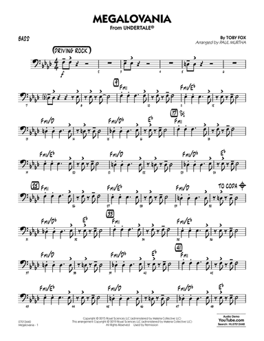 Megalovania (arr. Paul Murtha) - Bass