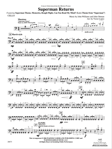 Superman Returns, Concert Selections from: Cello