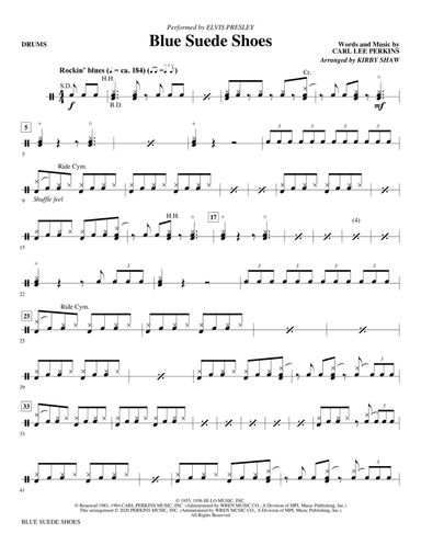 Blue Suede Shoes (arr. Kirby Shaw) - Drums