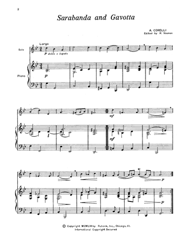 Sarabande And Gavotte, Op. 5