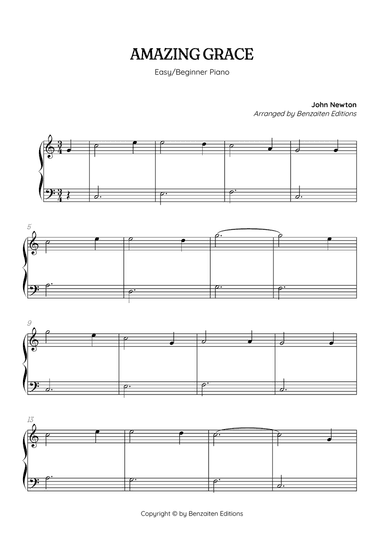 Amazing Grace • super easy piano sheet music