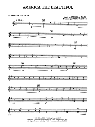 America the Beautiful: E-flat Baritone Saxophone