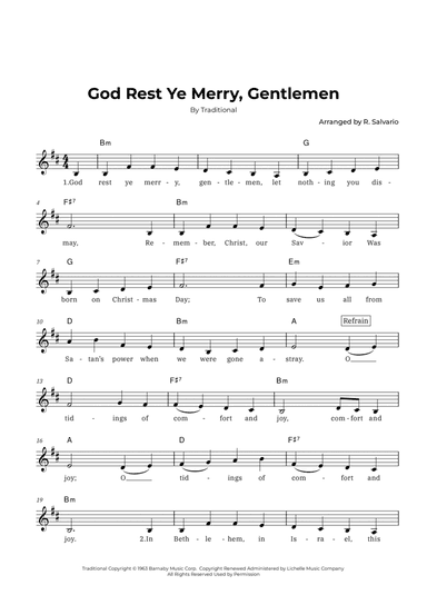 God Rest Ye Merry, Gentlemen (Key of B minor)