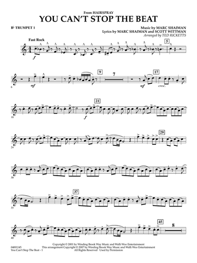You Can't Stop The Beat (from Hairspray) (arr. Ted Ricketts) - Bb Trumpet 1