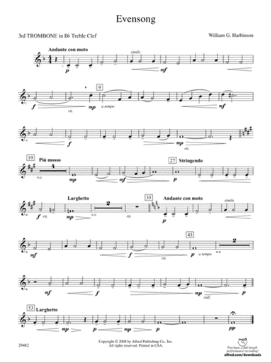 Evensong: (wp) 3rd B-flat Trombone T.C.