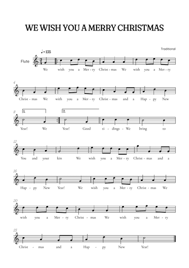 We Wish You a Merry Christmas for flute • easy Christmas sheet music