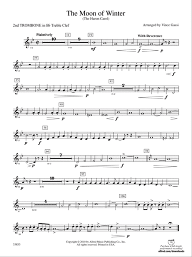 The Moon of Winter (The Huron Carol): (wp) 2nd B-flat Trombone T.C.