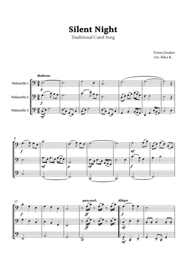 Silent Night for Cello Trio