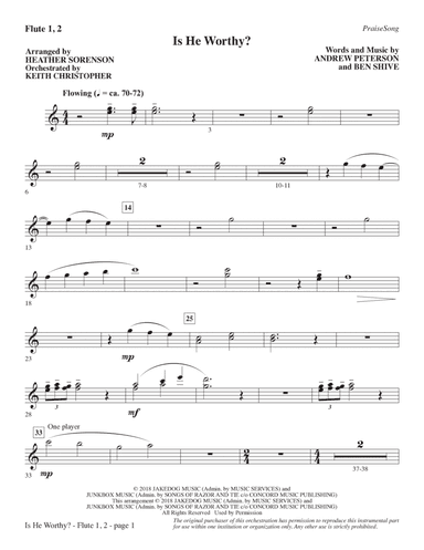 Is He Worthy? (Chamber Orchestra) (arr. Heather Sorenson) - Flute 1 & 2