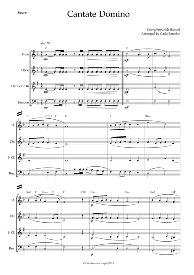 Cantate Domino - Handel (Woodwind Quartet) chords