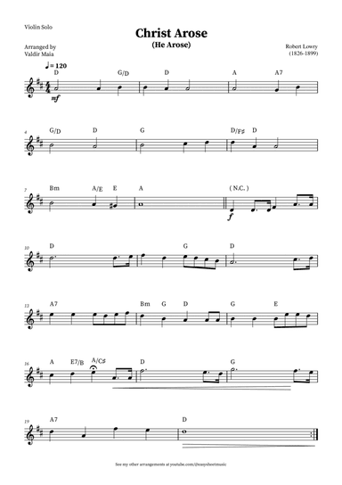 Christ Arose (He Arose) - Violin Solo (with chords)