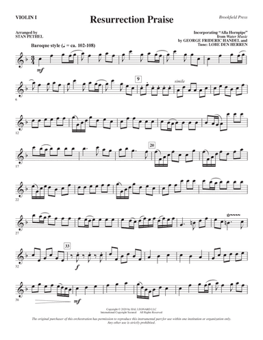 Resurrection Praise (arr. Stan Pethel) - Violin 1
