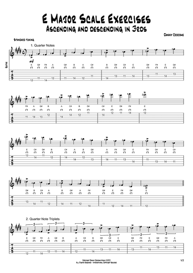 E Major Scale Exercises - Ascending and Descending in 3rds