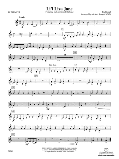 Li'l Liza Jane: 1st B-flat Trumpet