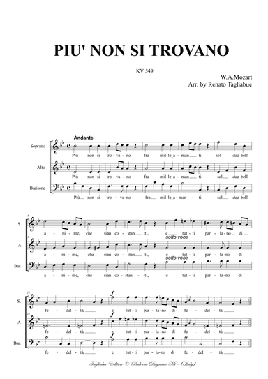 PIU' NON SI TROVANO KV 549 - For SABar Choir