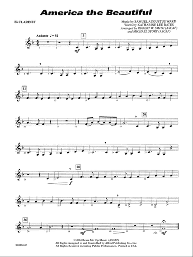 America, the Beautiful: 1st B-flat Clarinet