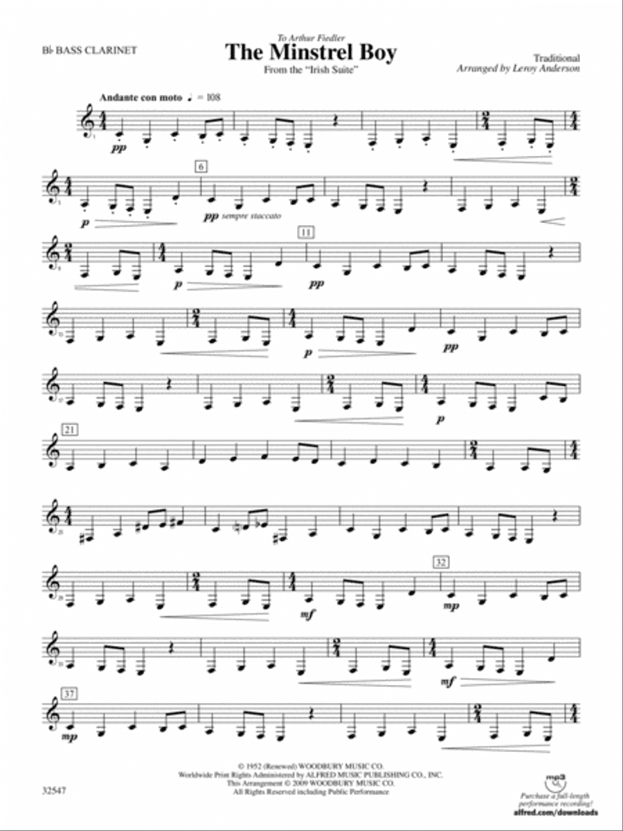 The Minstrel Boy (from the Irish Suite): B-flat Bass Clarinet