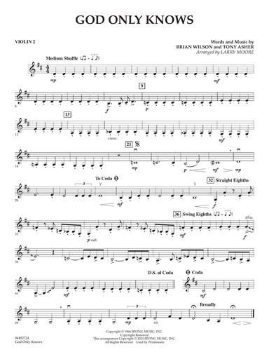God Only Knows (arr. Larry Moore) - Violin 2