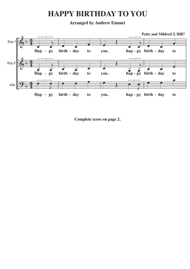 Happy Birthday To You A Cappella SAB