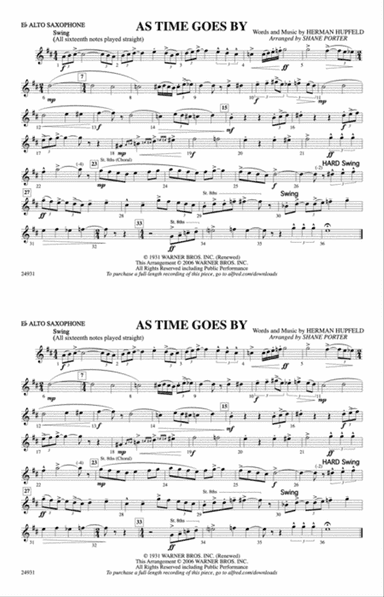 As Time Goes By: E-flat Alto Saxophone