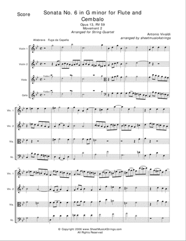 Vivaldi, A. - Sonata No. 1 Mvt. 2 for String Quartet