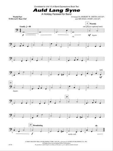 Auld Lang Syne (A Holiday Farewell for Band): (wp) E-flat Tuba B.C.