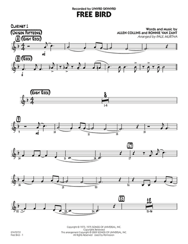 Free Bird - Bb Clarinet 1