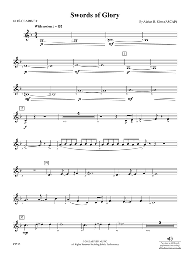 Swords of Glory: 1st B-flat Clarinet