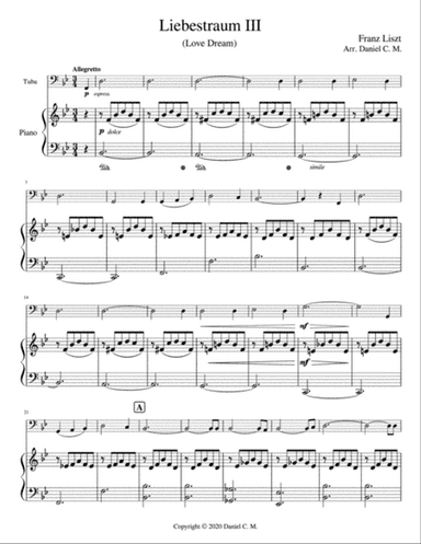 Liebestraum for tuba and piano (easy)