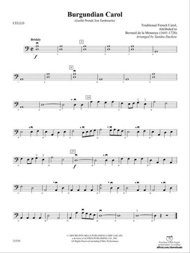 Burgundian Carol (Guillo Prends Ton Tamourin): Cello