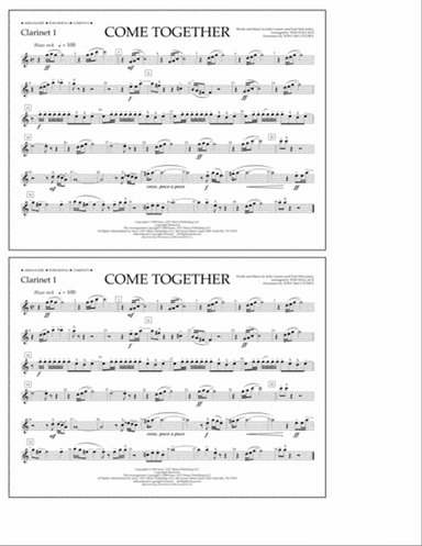 Come Together (arr. Tom Wallace) - Clarinet 1