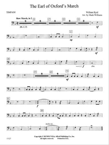 Earl of Oxford's March: Timpani