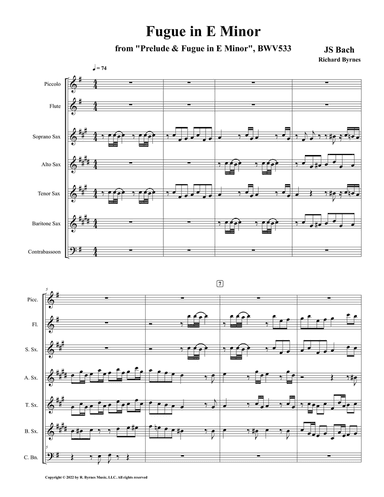 Fugue in E Minor, BWV 533 (Saxophone Quartet + Piccolo, Flute & Contrabassoon)