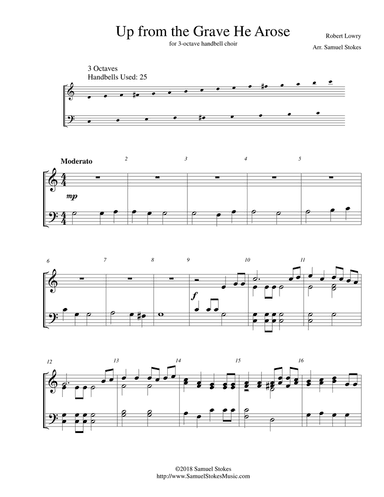 Up from the Grave He Arose (Low in the Grave He Lay) - for 3-octave handbell choir