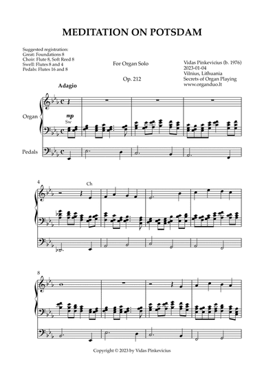 Meditation on Potsdam, Op. 212 (Organ Solo) by Vidas Pinkevicius