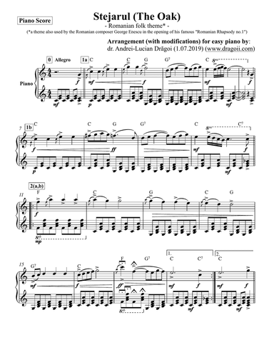Anonymous - Stejarul (The Oak) (Romanian folk theme) (*a theme also used by the Romanian composer Ge